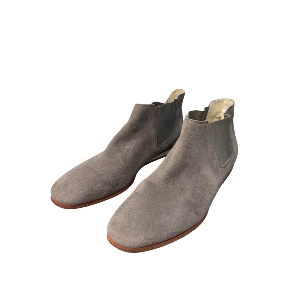 Tods Grey Suede Chelsea Ankle Boots Womens Size 39.5 Made in Italy